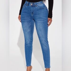 Fashion Nova Medium Blue High-Rise Skinny Jeans